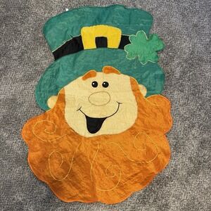 39" X 29", 2001 Vintage Irish Leprechaun St Patricks Day Embroidered Flag/Banner